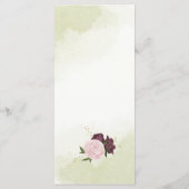 Cabernet Rosa Blume Grün Blätter Hochzeit Menükarte (Rückseite)