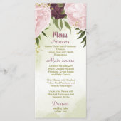 Cabernet Rosa Blume Grün Blätter Hochzeit Menükarte (Vorderseite)