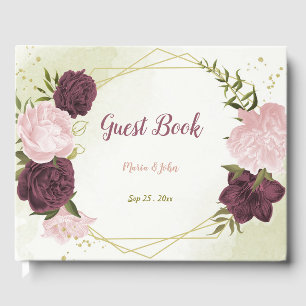 Cabernet Rosa Blume Grün Gästebuch