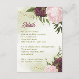 Cabernet rosa Blume grüne Blätter Begleitkarte