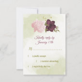 Cabernet rosa Blume grüne Blätter RSVP Karte (Vorderseite)