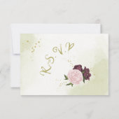 Cabernet rosa Blume grüne Blätter RSVP Karte (Rückseite)