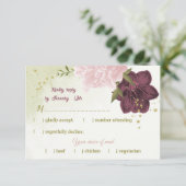 Cabernet rosa Blume grüne Blätter RSVP Karte (Stehend Vorderseite)