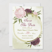 Cabernet rosa Blume grüne Blätter Save The Date (Vorderseite)
