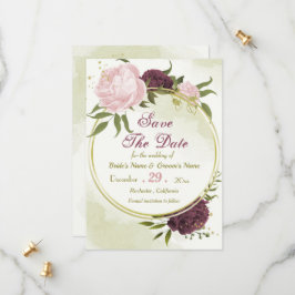 Cabernet rosa Blume grüne Blätter Save The Date