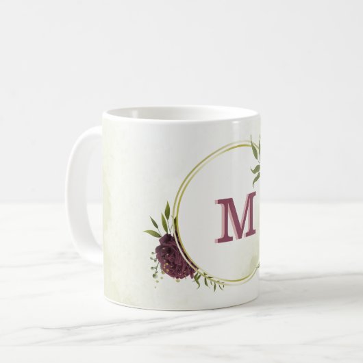 Cabernet rosa Blumengrün Kaffeetasse (Vorderseite Links)