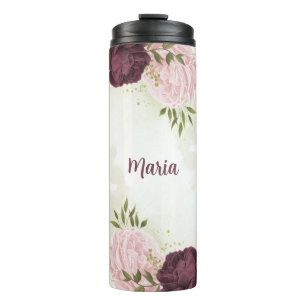 Cabernet Rosa Floral Grün  Thermosbecher
