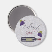 Cabernet Sauvignon Girl Vintag Magnet (Vorderseite/Rückseite)