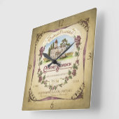 Cabernet Sauvignon Wine Wall Clock Quadratische Wanduhr (Winkel)