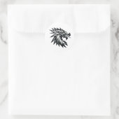 Cabeza de dragón poligonal runder aufkleber (Tasche)