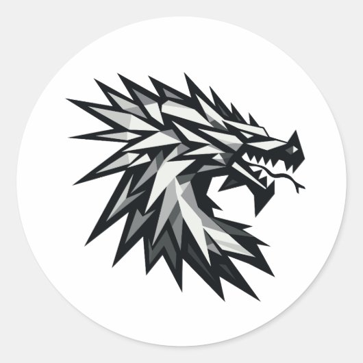 Cabeza de dragón poligonal runder aufkleber (Vorderseite)