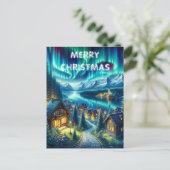 Cabin Amidst verzauberte Weihnachtskarte aus Holz Postkarte (Stehend Vorderseite)