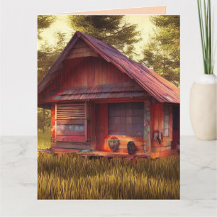 CABIN ART TINY HOUSE GEBURTSTAG GREETING CARD DANKESKARTE
