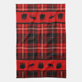 Cabin Black Moose Red Kariert Geschirrtuch (Vertikal)