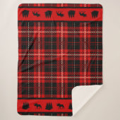 Cabin Black Moose Red Kariert Sherpadecke (Vorderseite)