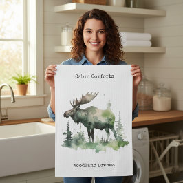 Cabin Comfort & Woodland Dreams Rustic Watercolor Geschirrtuch