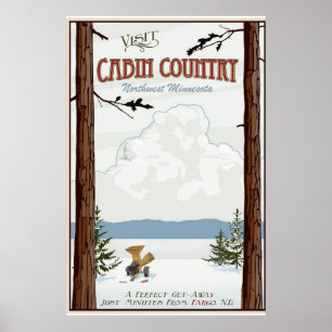 Cabin Country Vintage Reiseplakat Poster
