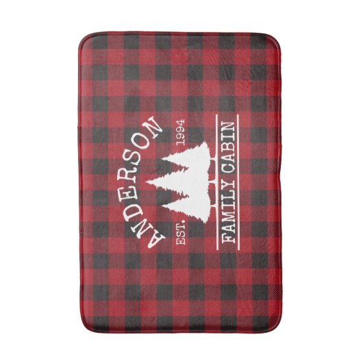 Cabin Familienname Red Buffalo Kariert Badematte (Vorderseite Vertikal)