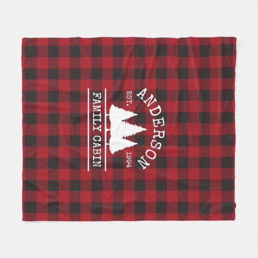 Cabin Familienname Red Buffalo Kariert Fleecedecke (Vorderseite (Horizontal))