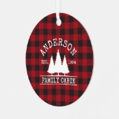 Cabin Familienname Red Buffalo Kariert Ornament Aus Metall (Vorderseite links)