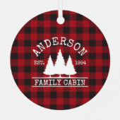 Cabin Familienname Red Buffalo Kariert Ornament Aus Metall (Rückseite)