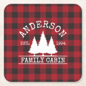 Cabin Familienname Red Buffalo Kariert Rechteckiger Pappuntersetzer (Vorderseite)