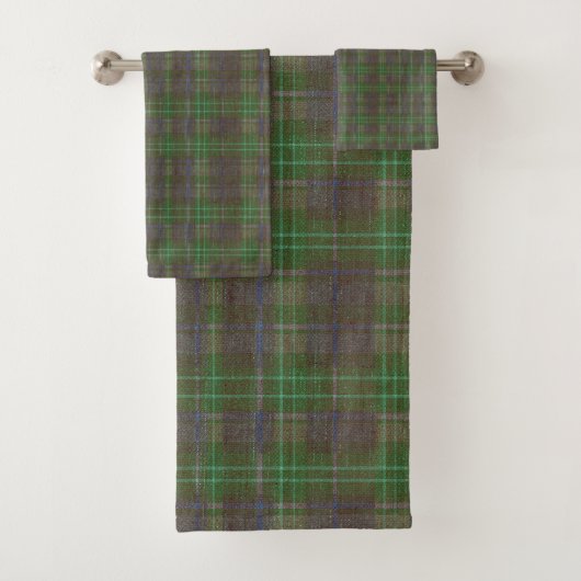 Cabin Forest Green Tartan Badhandtuch Set (Insitu)