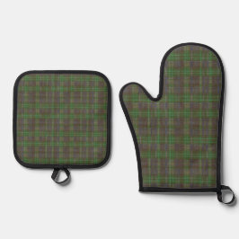 Cabin Forest Green Tartan Ofenhandschuh & Topflappen-Set