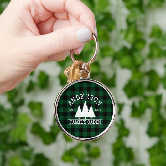 Cabin Green Buffalo Kariert Familienname Schlüsselanhänger (Hand)