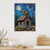 Cabin Guardian: Raccoon's Night Watch Poster (Küche)