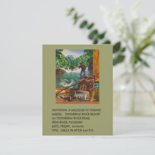 CABIN HÜTTE GETAWAY INVITATION EZ TO CUSTOMIZE! EINLADUNG (Stehend Vorderseite)