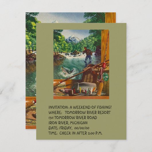 CABIN HÜTTE GETAWAY INVITATION EZ TO CUSTOMIZE! EINLADUNG (Vorne/Hinten)