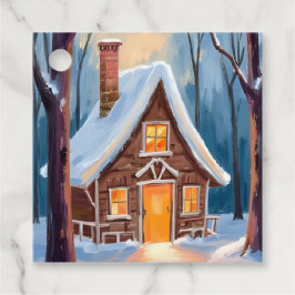 Cabin in the Snowy Winter Woods Christmas Geschenkanhänger