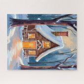 Cabin in the Snowy Winter Woods Christmas Puzzle (Horizontal)