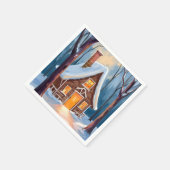 Cabin in the Snowy Winter Woods Christmas Serviette (Ecke)