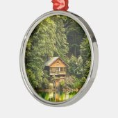 Cabin Lake House Silbernes Ornament (Links)