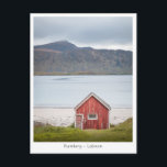 Cabin Ramberg Lofoten Postkarte<br><div class="desc">Reisen Sie Foto einer norwegischen Rothütte am Strand in Ramberg,  Lofoten Islands. Foto © Sebastian Wurm.</div>