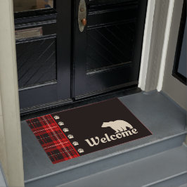 Cabin Red Kariert Bear Willkommen Fußmatte