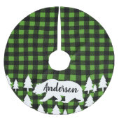 Cabin Rustic Bären Buffalo Karo Kariert Familienna Polyester Weihnachtsbaumdecke (Vorderseite)