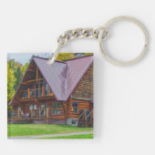Cabin Rustic Wood Foto Personalisiert Schlüsselanhänger (Rückseite)