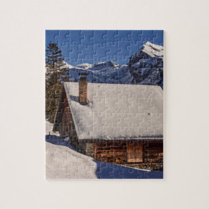 CABIN SNOW DECKT JIGSAW PUZZLE