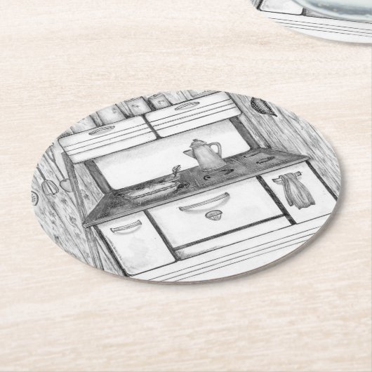 Cabin Stove Runder Pappuntersetzer (Angewinkelt)