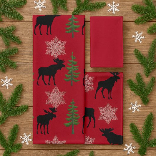 Cabin Style Moose Pine Tree Snowflake Weihnachten Badhandtuch Set