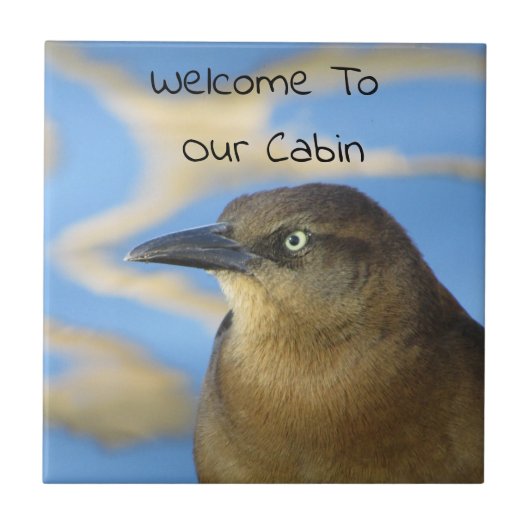 Cabin Welcome Blackbird Rustic Zuhause Guest Fliese (Vorderseite)