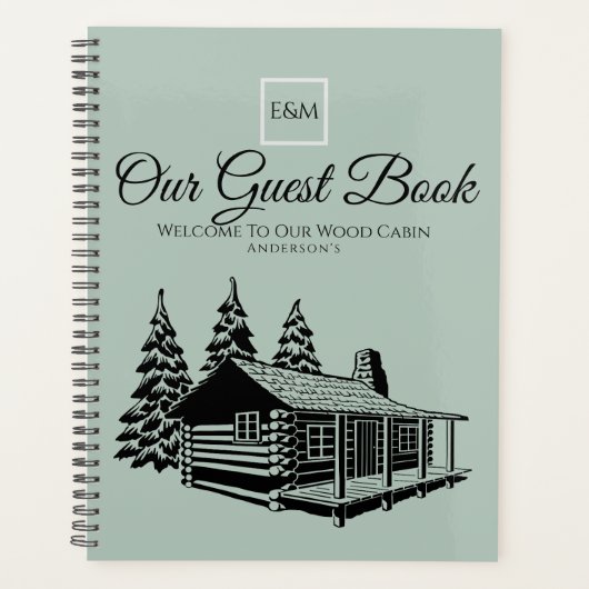 Cabin Welcome Guest Book Rustic Personalisiert Planer (Vorderseite)