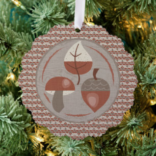 Cabincore Autumnal Stripes Ornament Karte