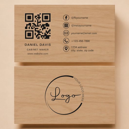 Cabinet Maker Wood Professional QR Code Visitenkarte