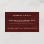 Cabinetrie Carpentry Business Card Visitenkarte (Rückseite)