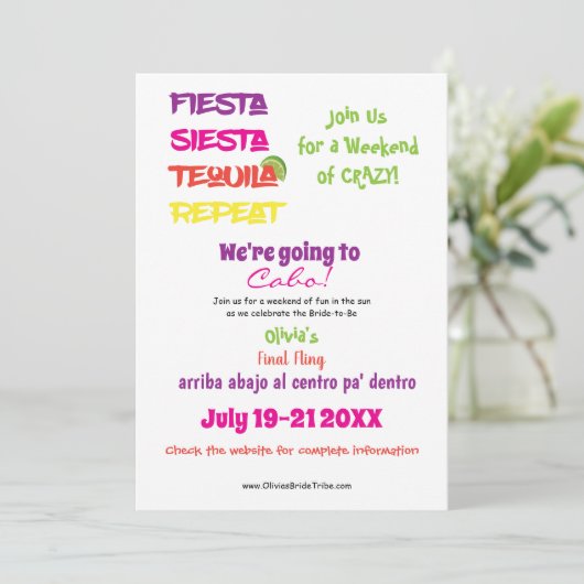 Cabo Bachelorette: Fiesta, Siesta, Tequila, Wieder Einladung (Stehend Vorderseite)