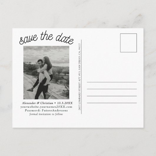 Cabo Hochzeit in Urlaubsort Save the Date Postkart Postkarte (Rückseite)